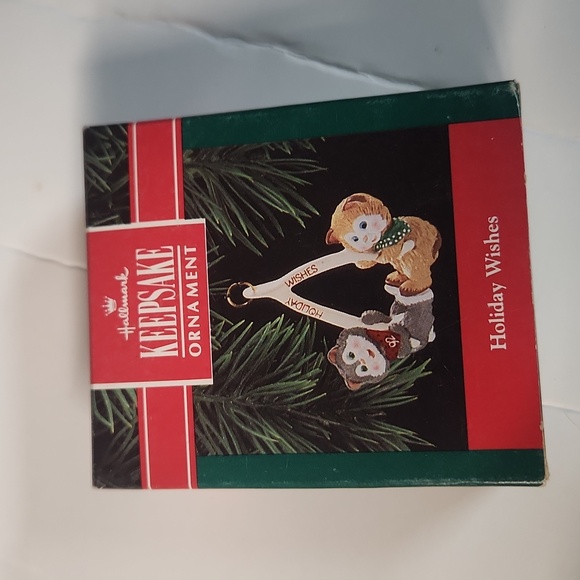 Hallmark Other - EUC 1992 Vtg. Hallmark Keepsake Ornament Cat's Holiday Wishes